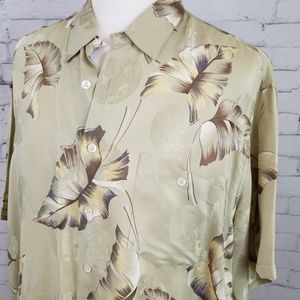 Tori Richard Hawaiian Shirt Shiny Silk Palm Leaves